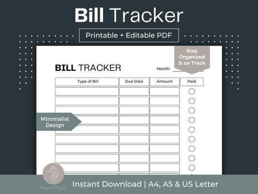 Bill Tracker | Bill Payment Tracker | Finance Tracker