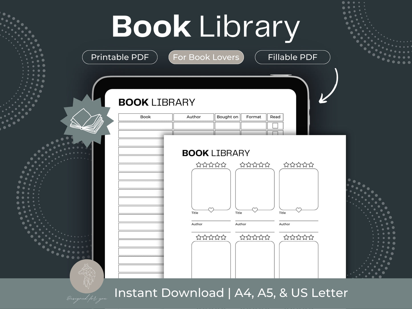 Book Library Template | Reading Journal | Reading Tracker