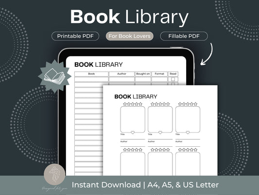 Book Library Template | Reading Journal | Reading Tracker