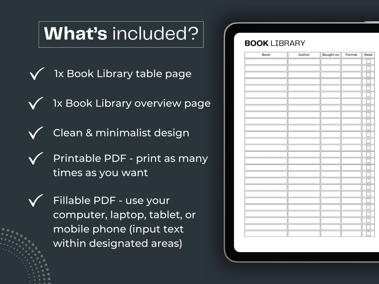 Book Library Template | Reading Journal | Reading Tracker