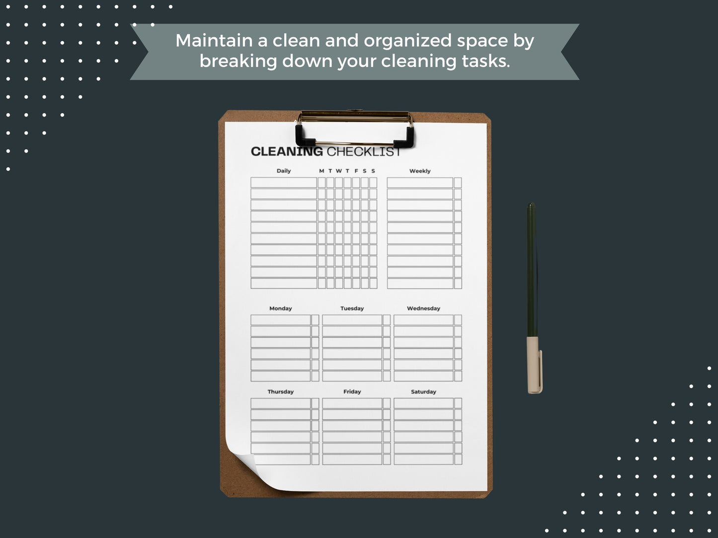 Cleaning Checklist | Adult Chore Chart | Printable Cleaning Planner