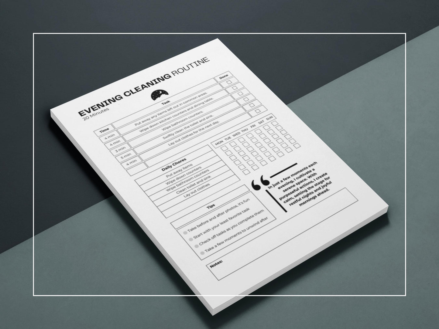 Cleaning Routine | Morning + Evening Cleaning Schedule Printable