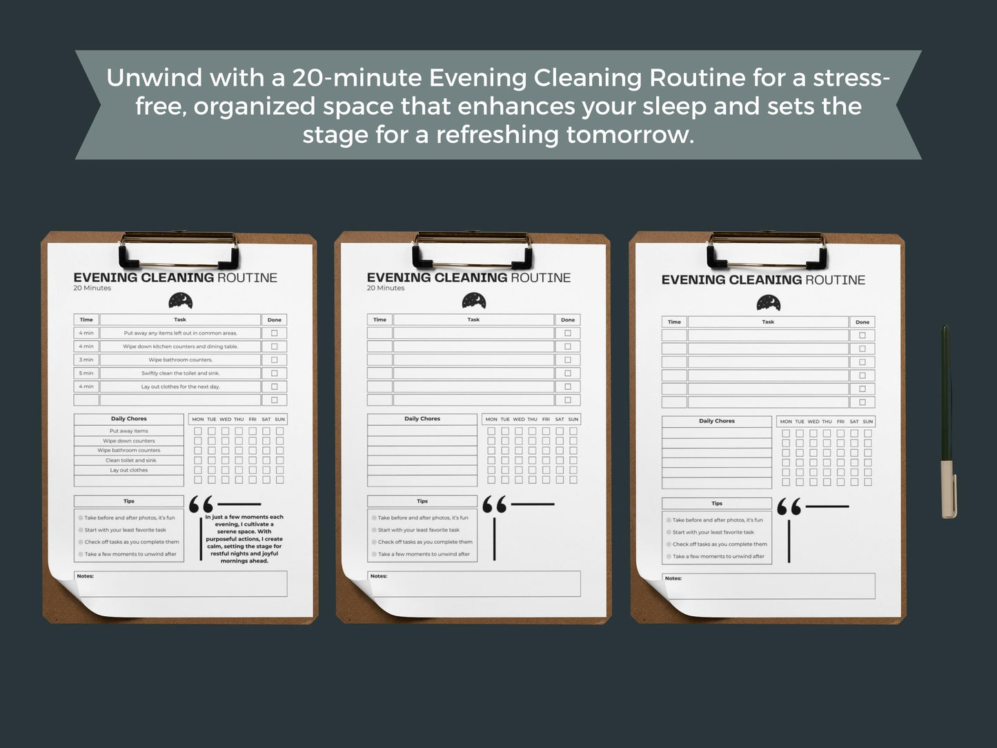 Cleaning Routine | Morning + Evening Cleaning Schedule Printable