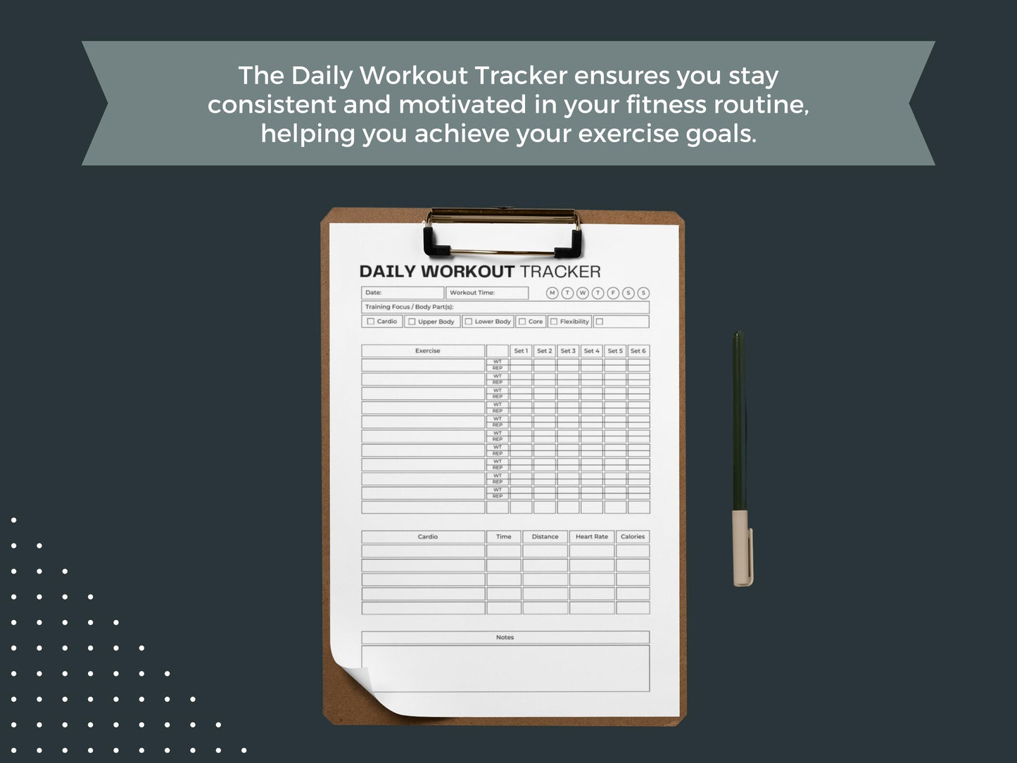 Daily Workout Tracker | Weight Loss Printable | Daily Workout Planner