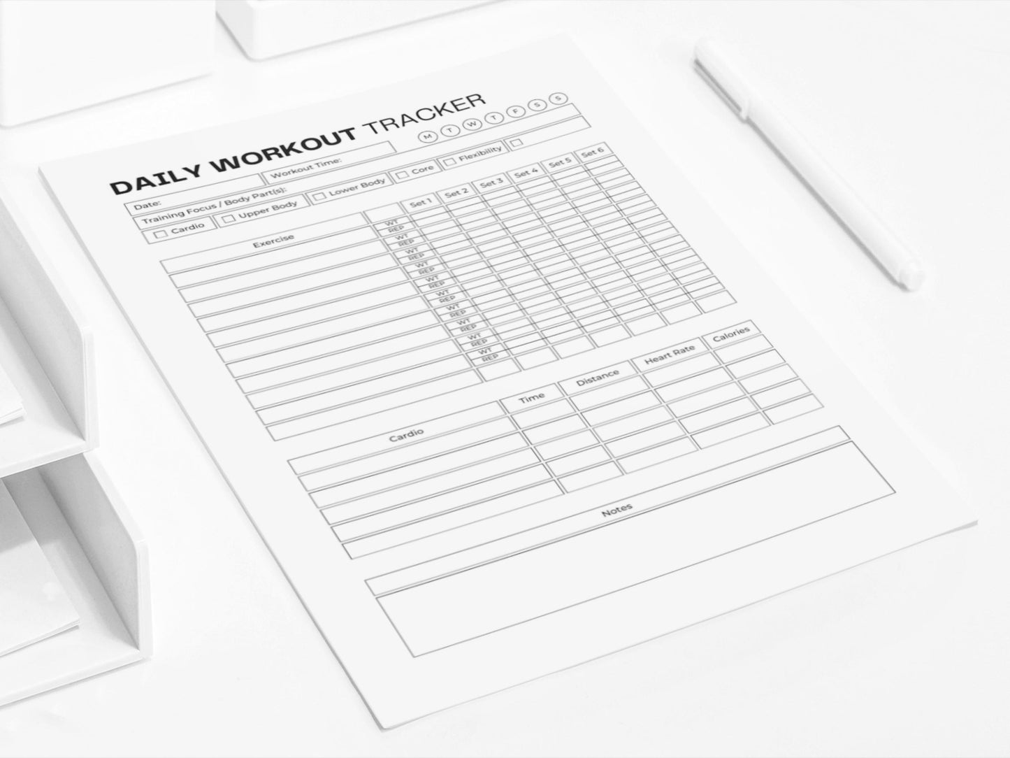 Daily Workout Tracker | Weight Loss Printable | Daily Workout Planner