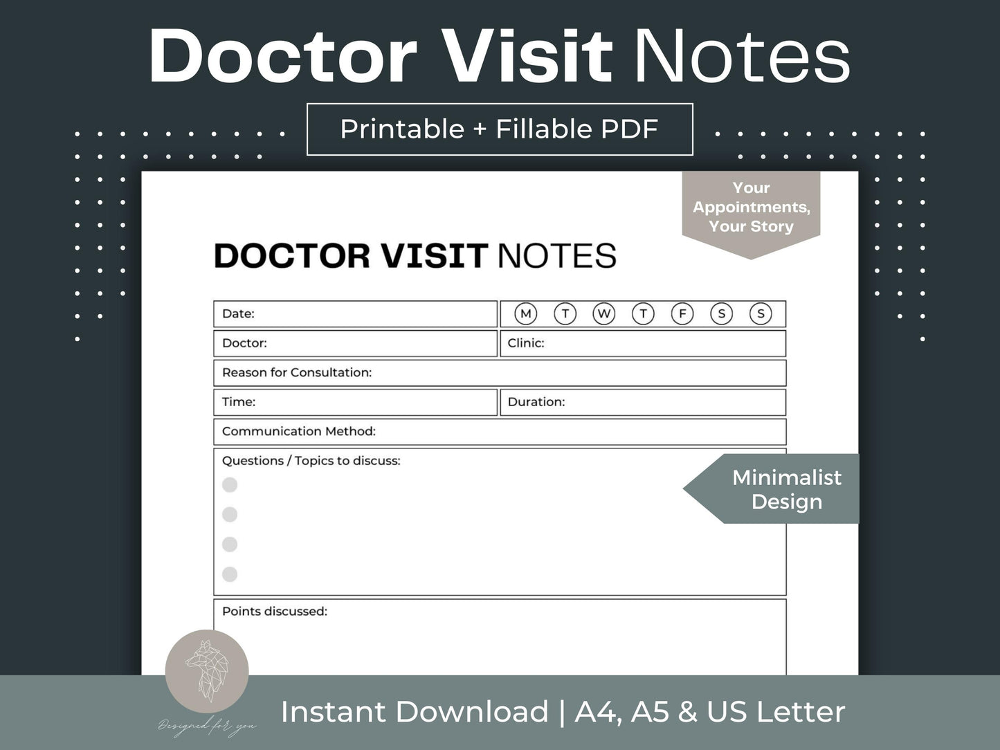 Doctor Visit Notes | Doctor Appointment Log | Medical Journal
