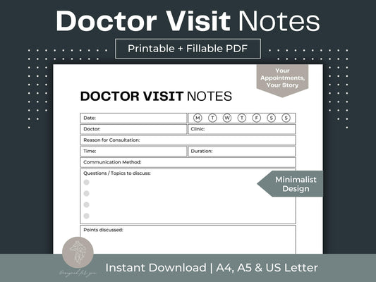 Doctor Visit Notes | Doctor Appointment Log | Medical Journal