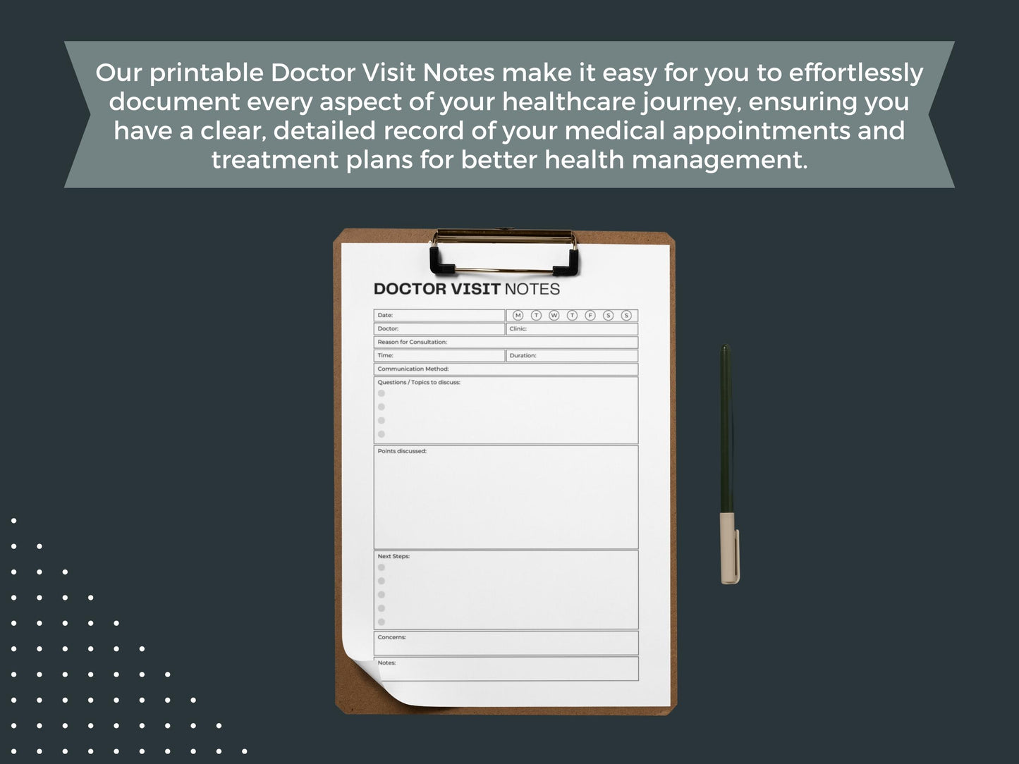 Doctor Visit Notes | Doctor Appointment Log | Medical Journal