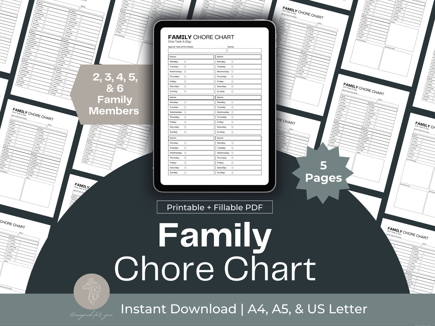 Family Chore Chart | Family Cleaning Chart | Cleaning Chart