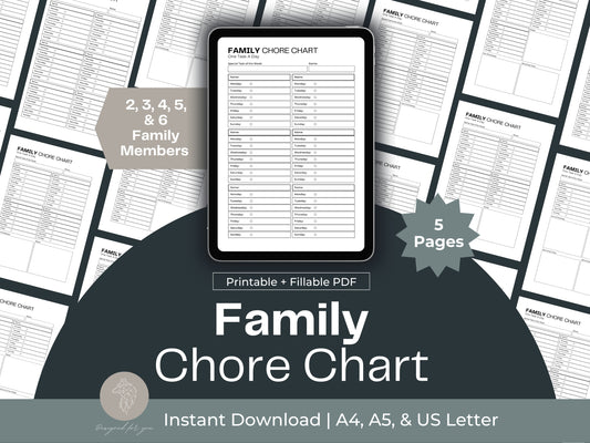 Family Chore Chart | Family Cleaning Chart | Cleaning Chart