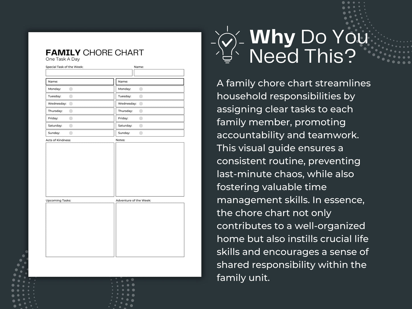 Family Chore Chart | Family Cleaning Chart | Cleaning Chart
