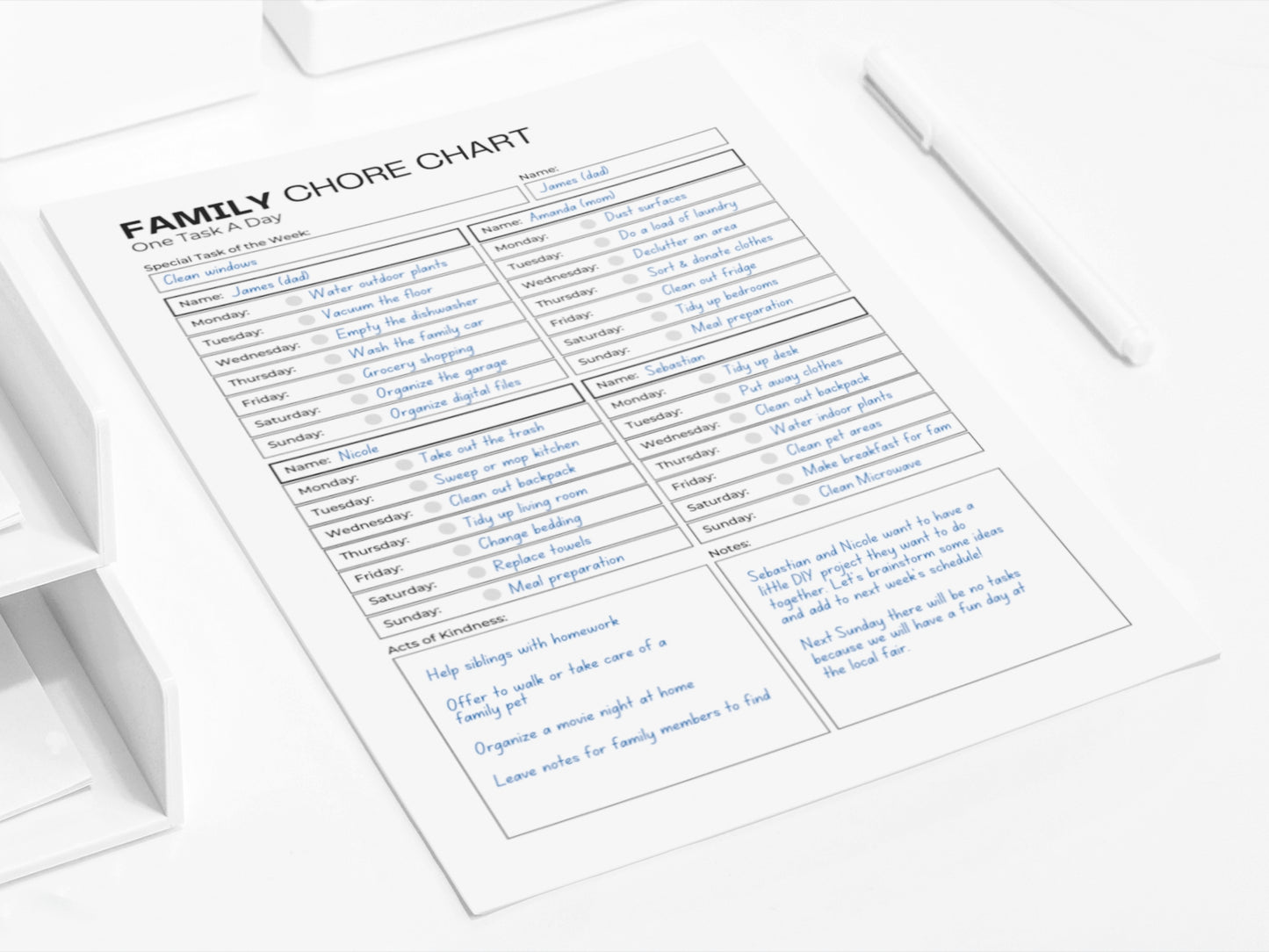 Family Chore Chart | Family Cleaning Chart | Cleaning Chart