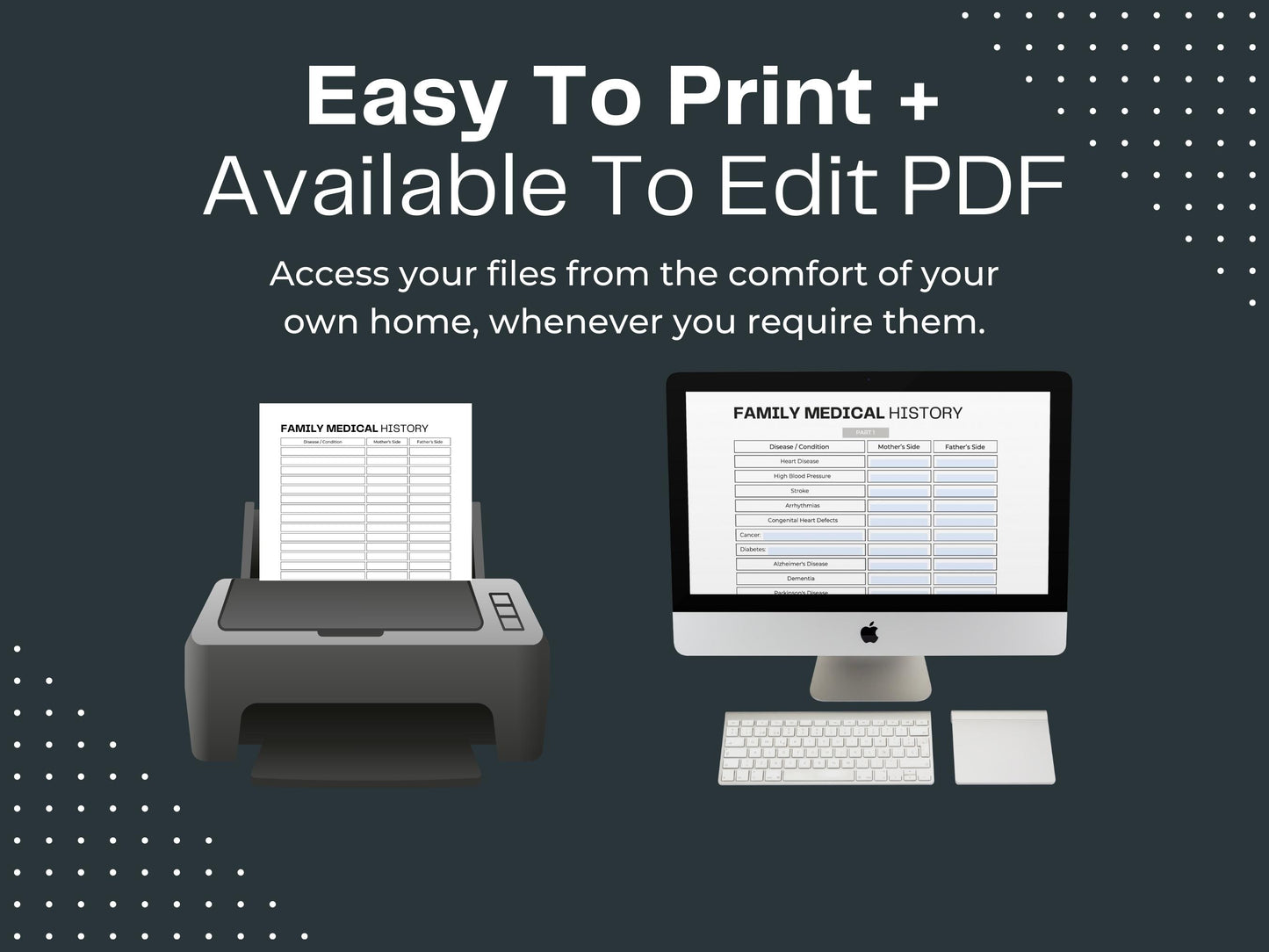 Family Medical History Printable | Personal Medical History Form