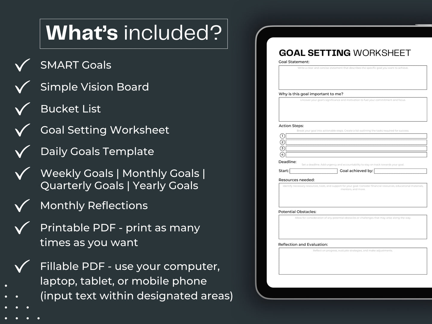 Goal Setting Worksheet | Goals Planner | Goal Setting Template