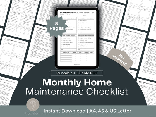 Monthly Home Maintenance Checklist | Home Maintenance Planner