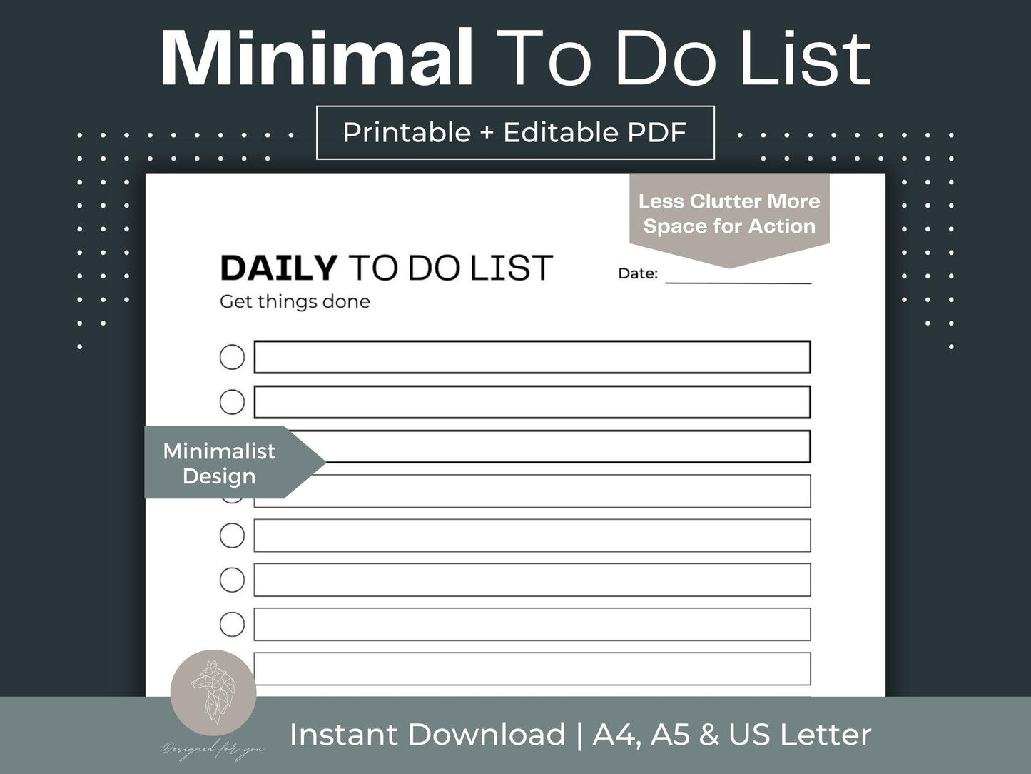 Minimal To Do List | Productivity Planner | Daily To Do List