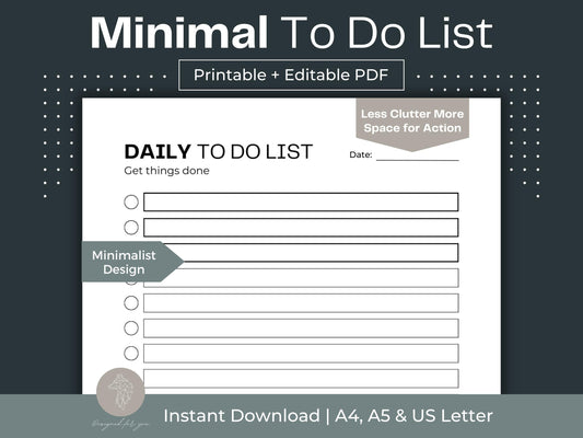 Minimal To Do List | Productivity Planner | Daily To Do List