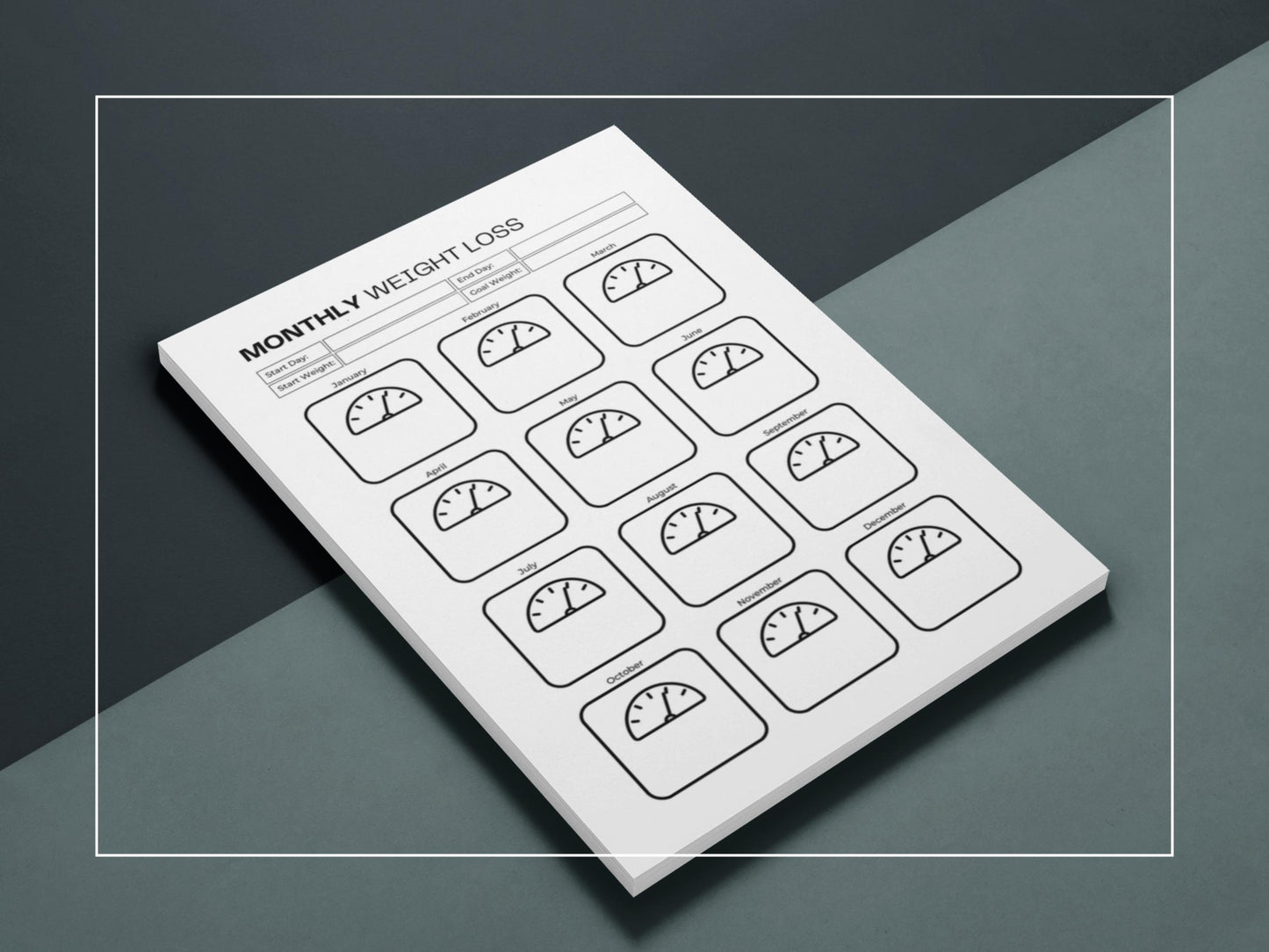 Monthly Weight Loss Tracker | Printable Visual Weight Loss Journey