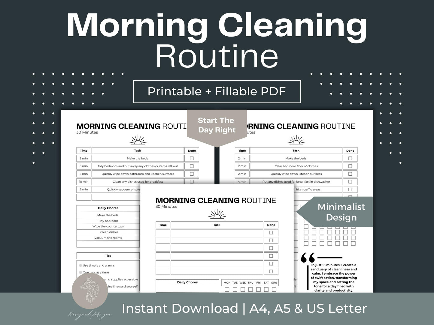 Morning Cleaning Routine | Cleaning Schedule Printable