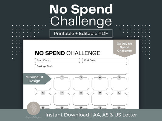 No Spend Challenge | No Spend Day Tracker | Save Money Challenge
