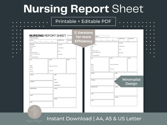 Nursing Report Sheet | Nursing Handoff Report Sheet