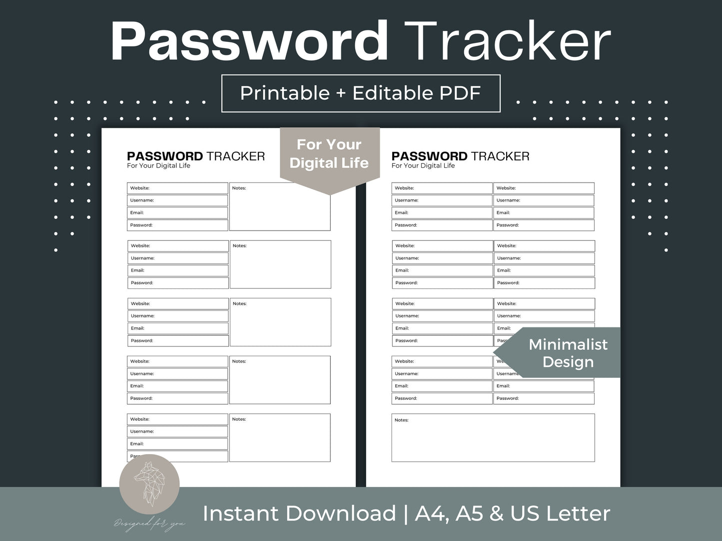 Password Tracker | Password Keeper | Internet Passwords