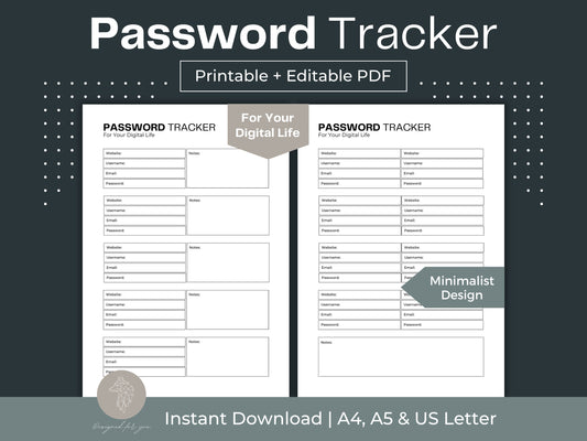 Password Tracker | Password Keeper | Internet Passwords