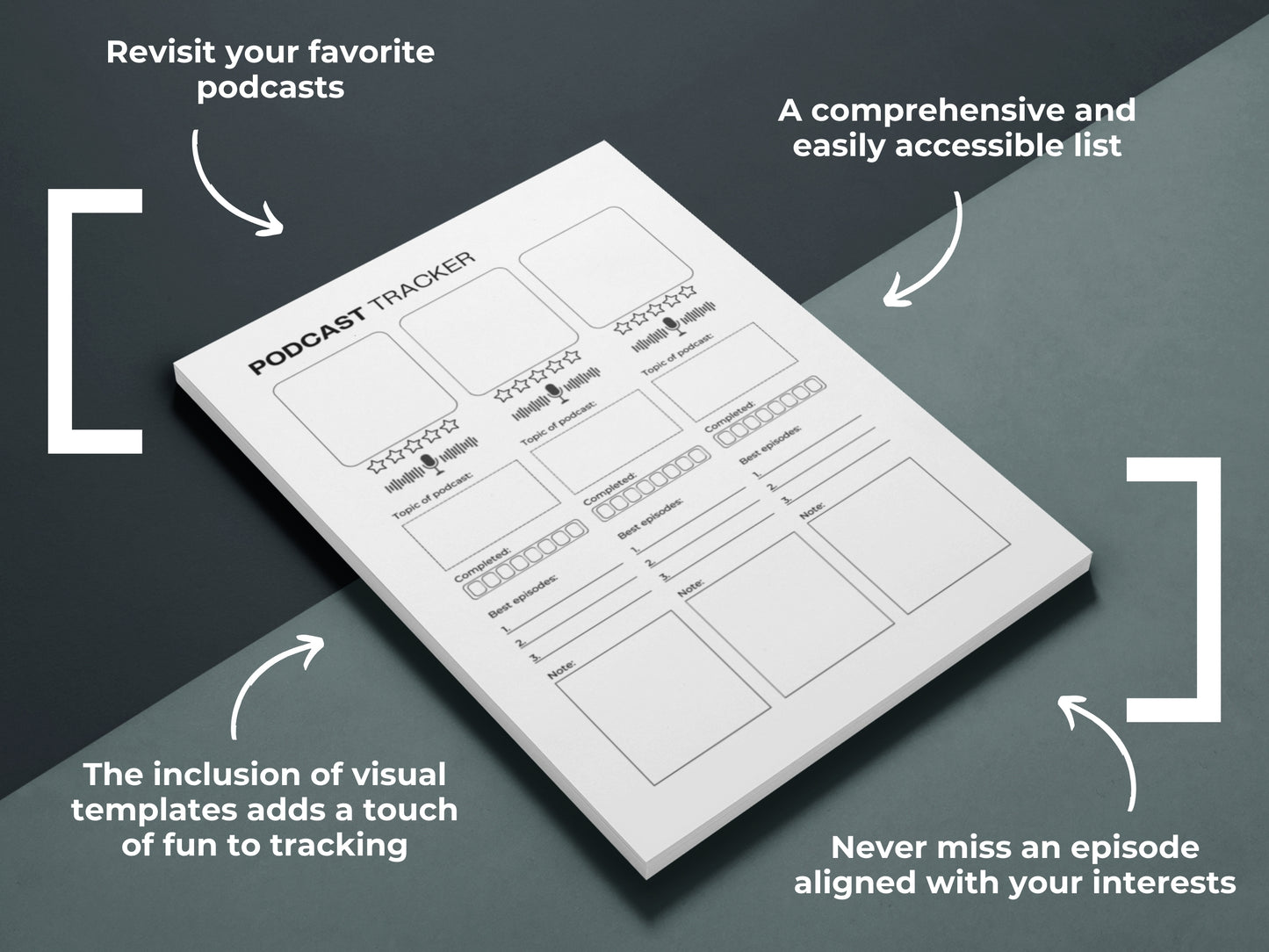 Podcast Tracker | Reading Planner | Podcast Log