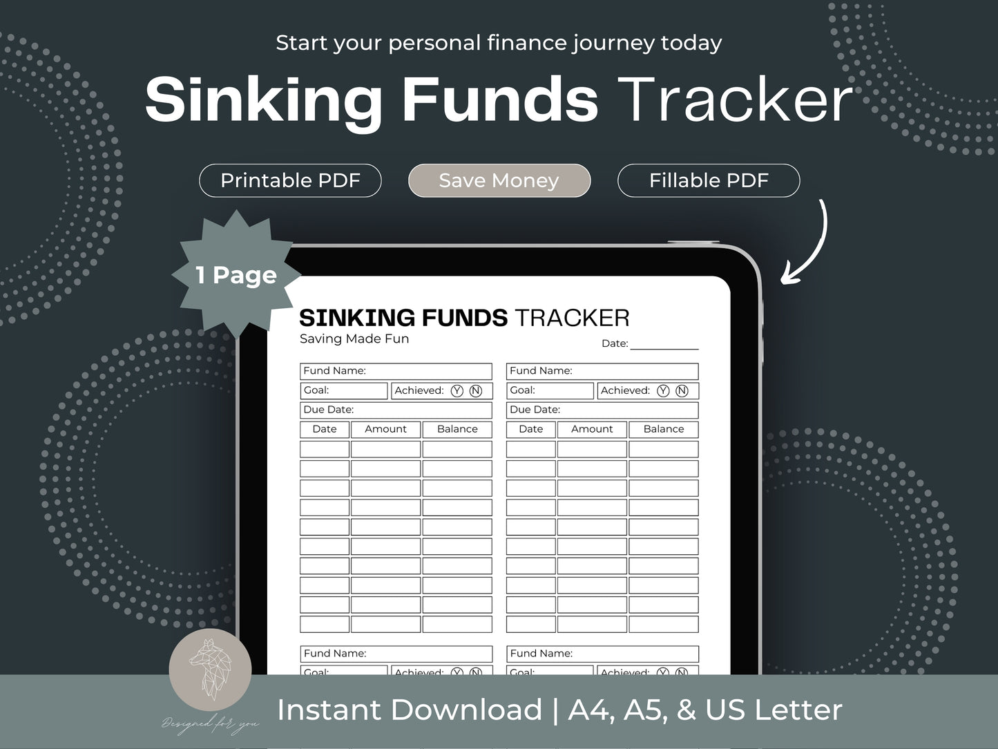 Sinking Funds Tracker Printable | Savings Tracker | Goal Tracker