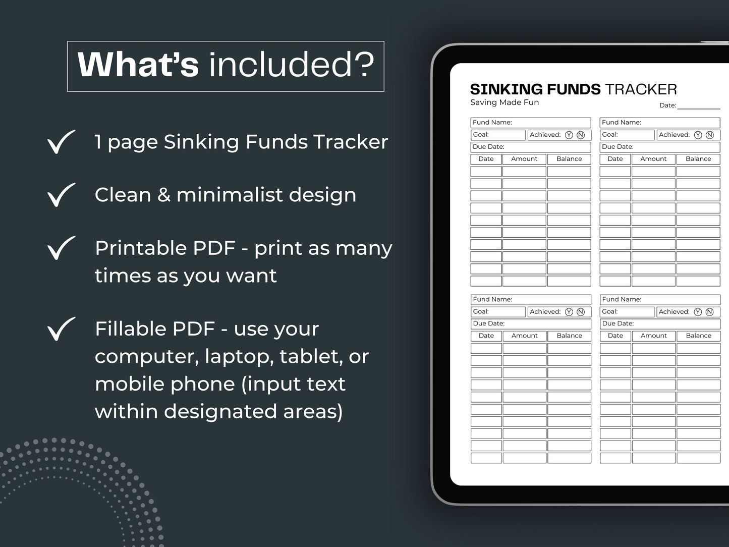 Sinking Funds Tracker Printable | Savings Tracker | Goal Tracker
