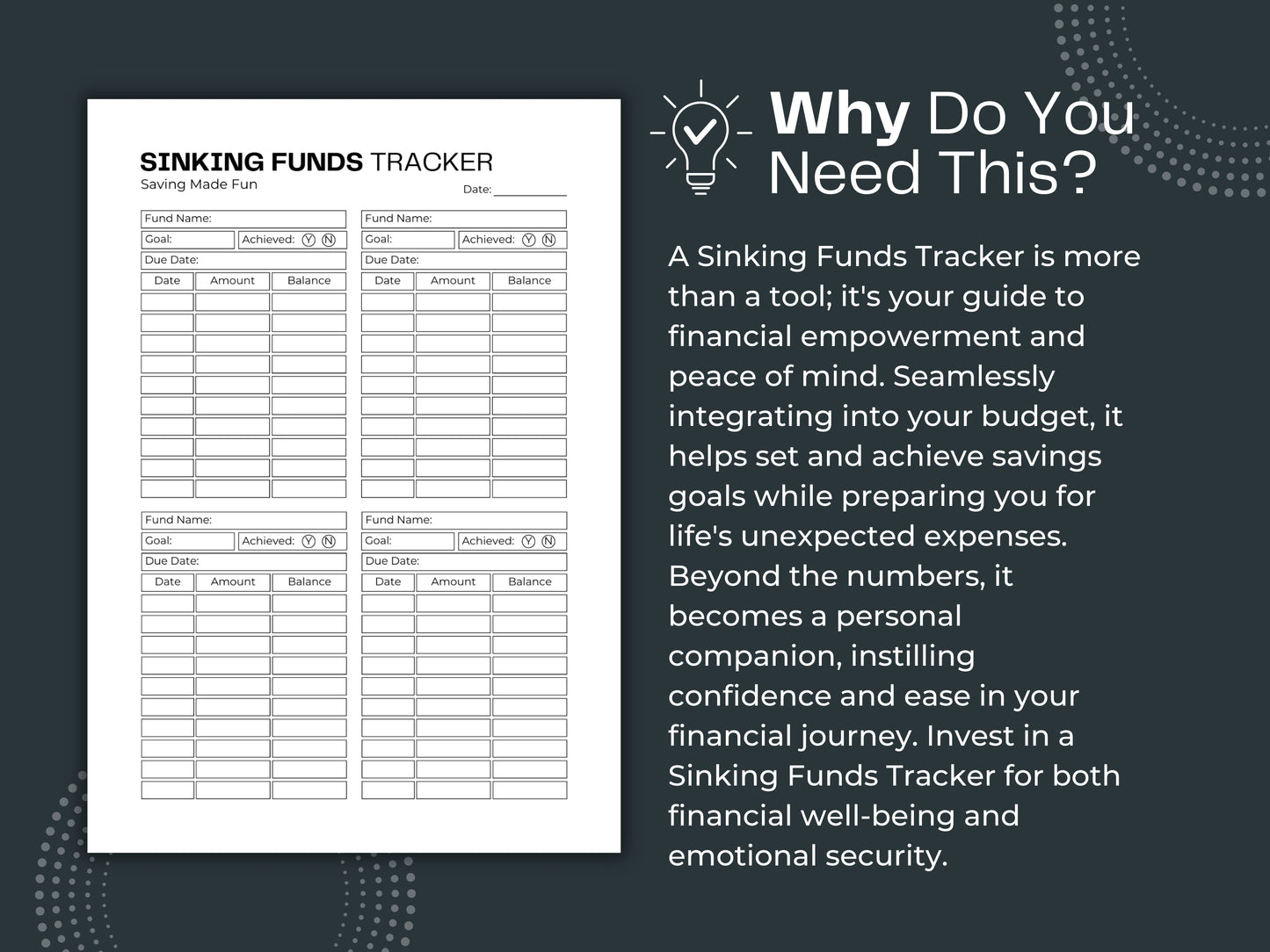 Sinking Funds Tracker Printable | Savings Tracker | Goal Tracker