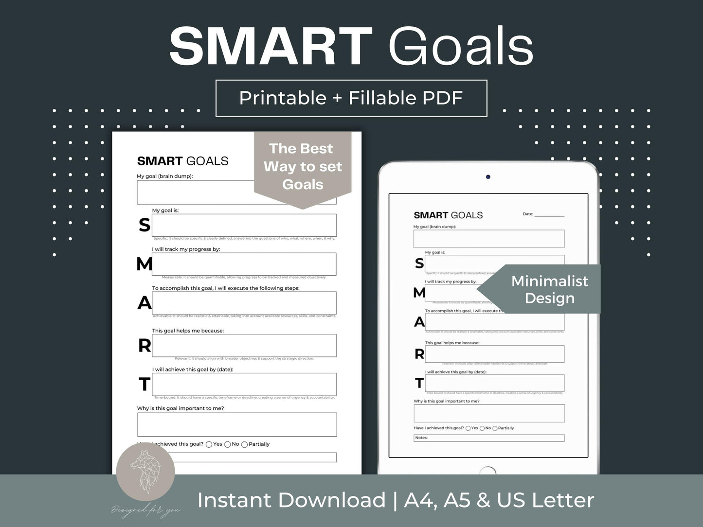 SMART Goals Worksheet | New Year Resolution | Top Goals