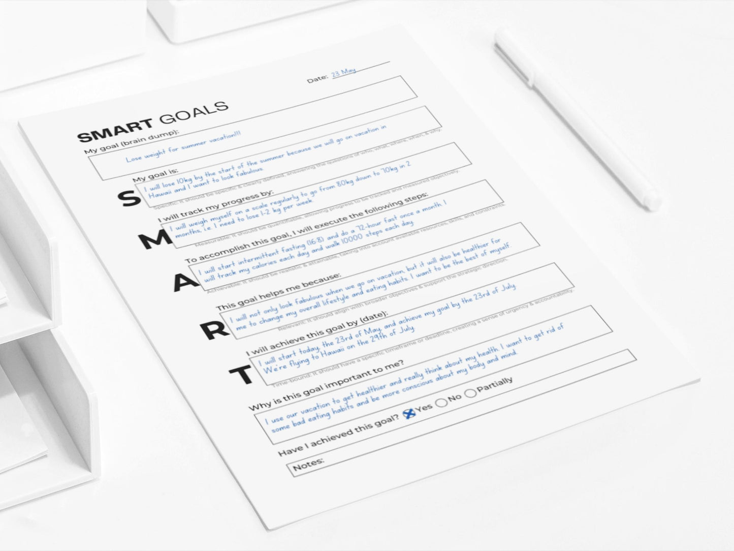 SMART Goals Worksheet | New Year Resolution | Top Goals