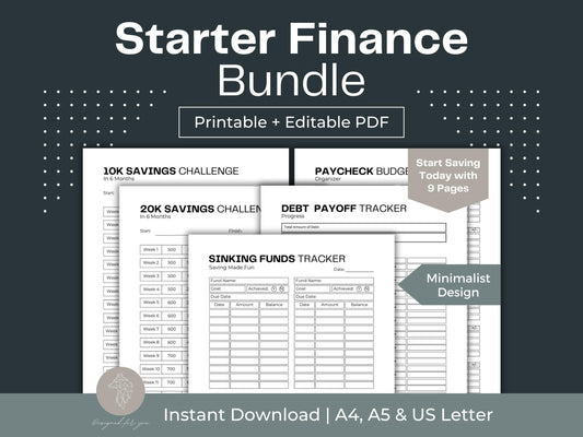 Starter Finance Bundle | Money Savings Challenge | Finance Planner