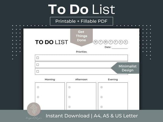 To Do List Printable | Daily Planner | To Do Checklist