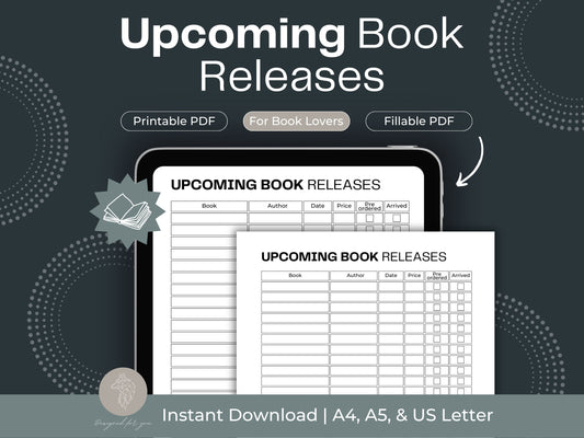 Upcoming Book Releases | Book Reading Planner Printable