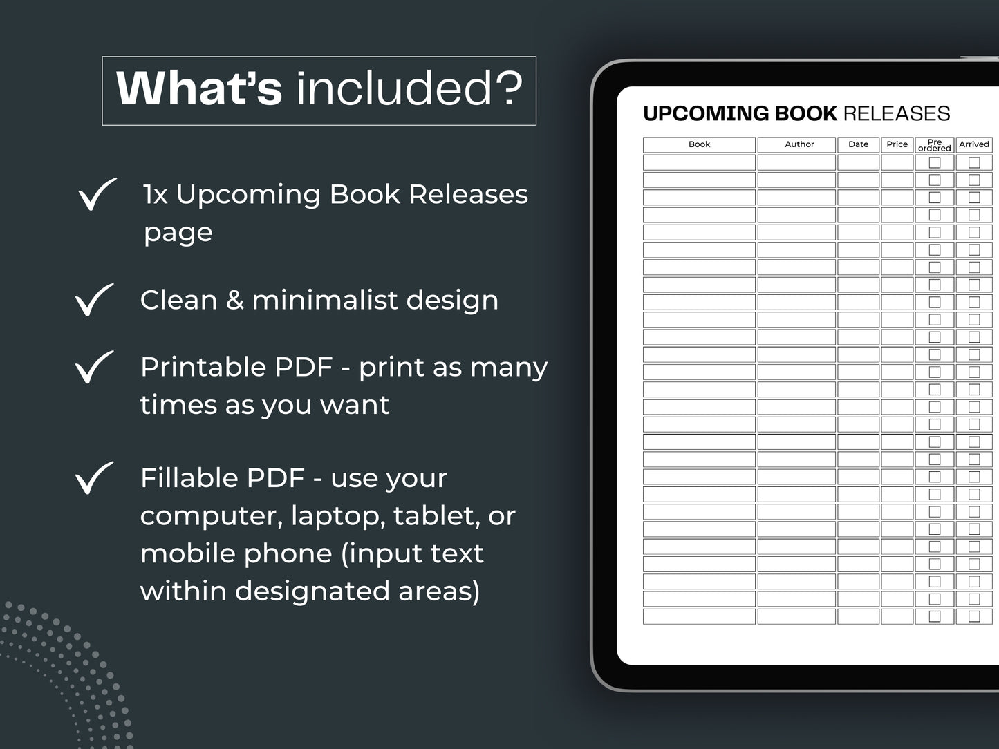 Upcoming Book Releases | Book Reading Planner Printable