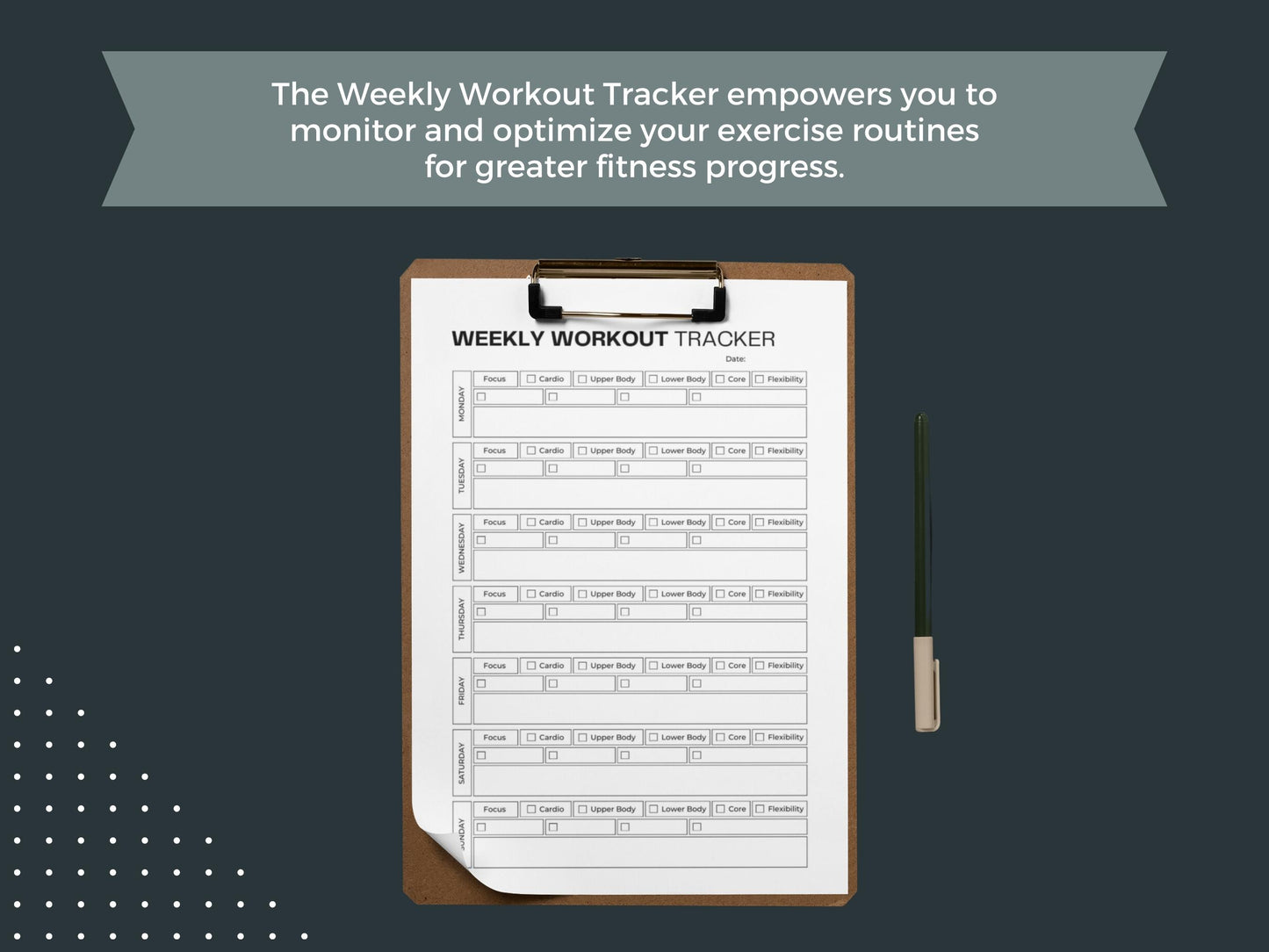 Weekly Workout Tracker | Weight Loss Printable | Workout Planner