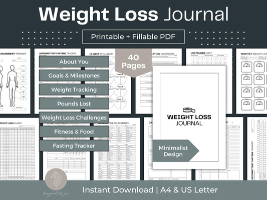 Weight Loss Journal | Fitness Planner | Weight Loss Planner Pages