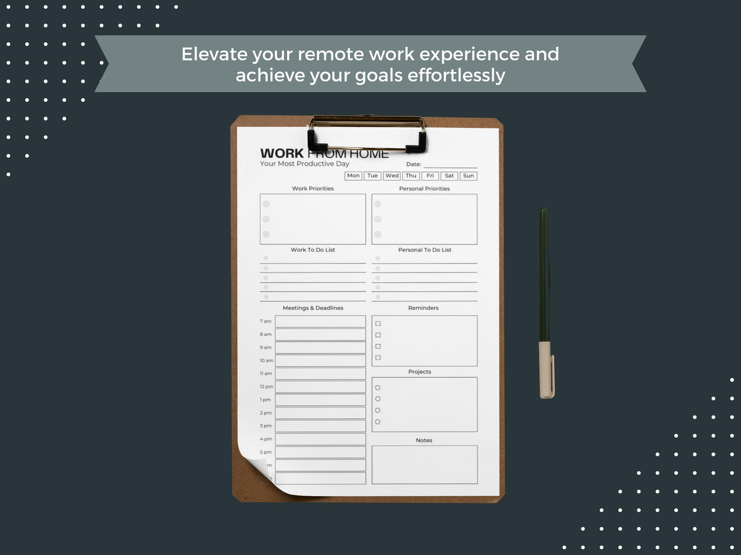 Work From Home Planner | To Do List Printable | Daily Work Schedule