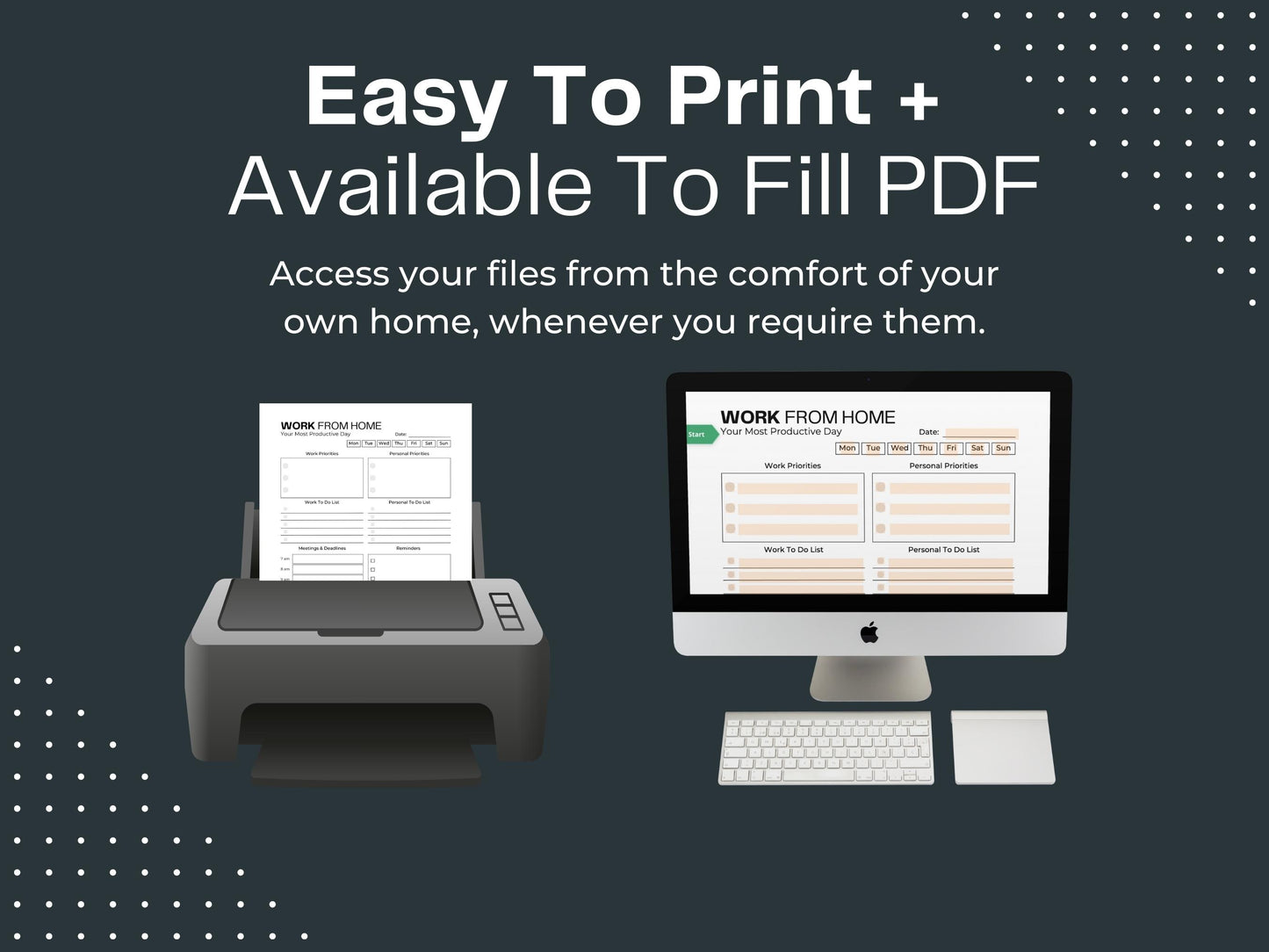 Work From Home Planner | To Do List Printable | Daily Work Schedule